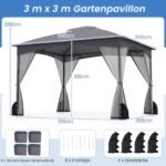 Tvirtas sulankstomas pavėsinis su tinkleliu nuo uodų (Pilka)