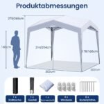 Sulankstomas paviljonas 3x3m atsparus vandeniui ir UV spinduliams (Balta)