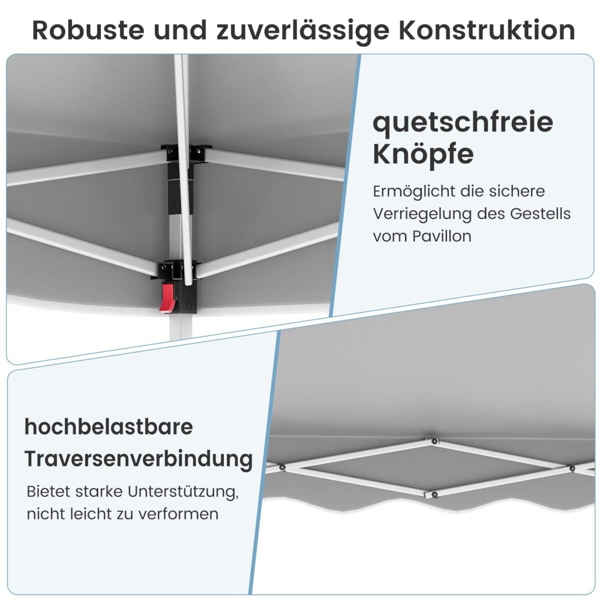 Surenkamas 3x3 m paviljonas atsparus vandeniui su ratukine taše (Pilka)