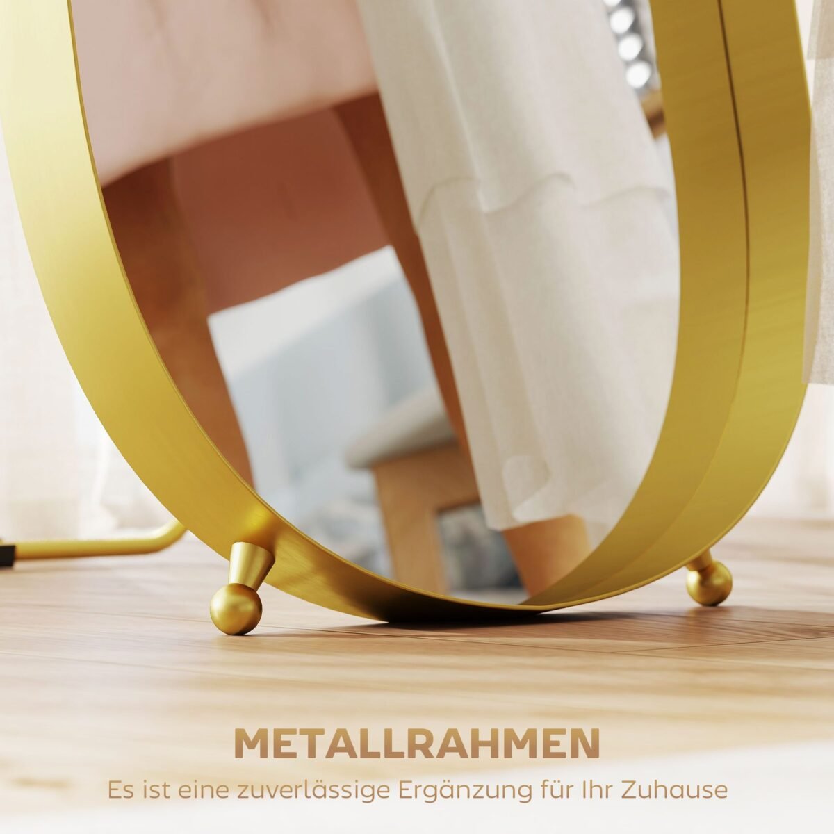 Pastatomas viso kūno veidrodis su metaliniu rėmu 160 x 50 cm