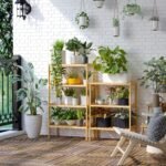 Keturių pakopų bambukinė lentyna