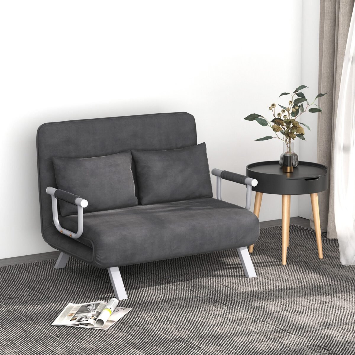 Dvivietė veliūrinė sofa-lova su reguliuojamu atlošu