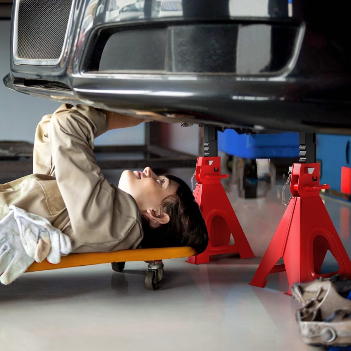 Atraminiai automobilio stovai, 6 tonų, reguliuojamo aukščio, 2 vnt.