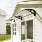 Dvigubas išlenktas durų stogelis su 5 mm polikarbonato plokšte ir aliuminio rėmu 75x195x23 cm