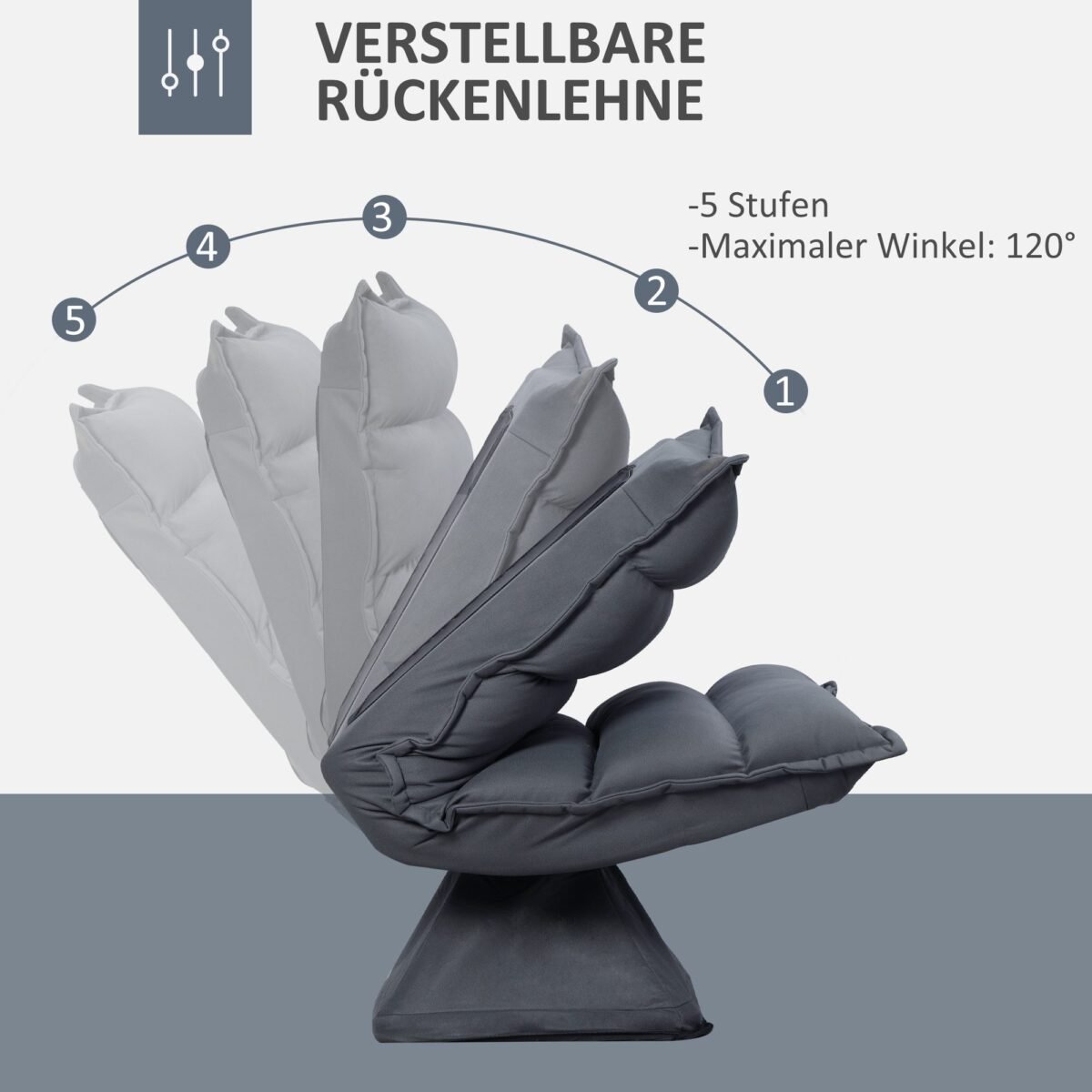 Krėslas su pasukama sėdyne ir reguliuojama atkalte