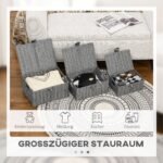 3 dalių dėtuvių krepšių rinkinys iš pintos PP medžiagos su saugiu uždarymu ir rankenomis