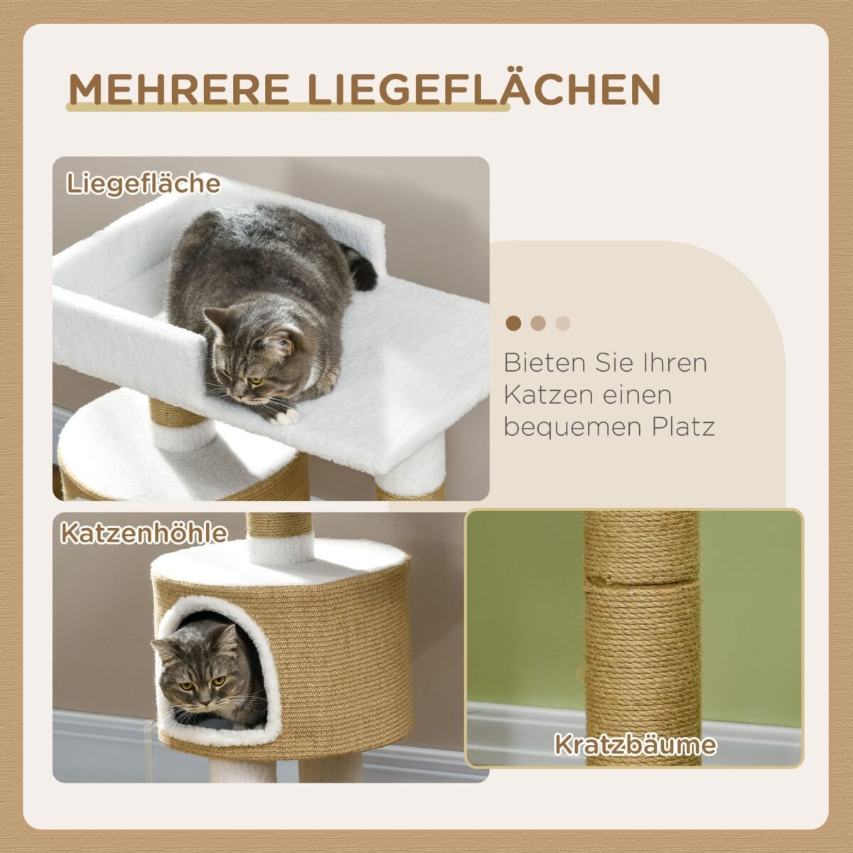 Kačių draskyklė su urveliu ir gultu didelėms katėms