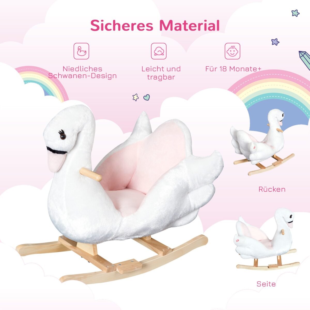 Pliušinė supamoji gulbė su muzika