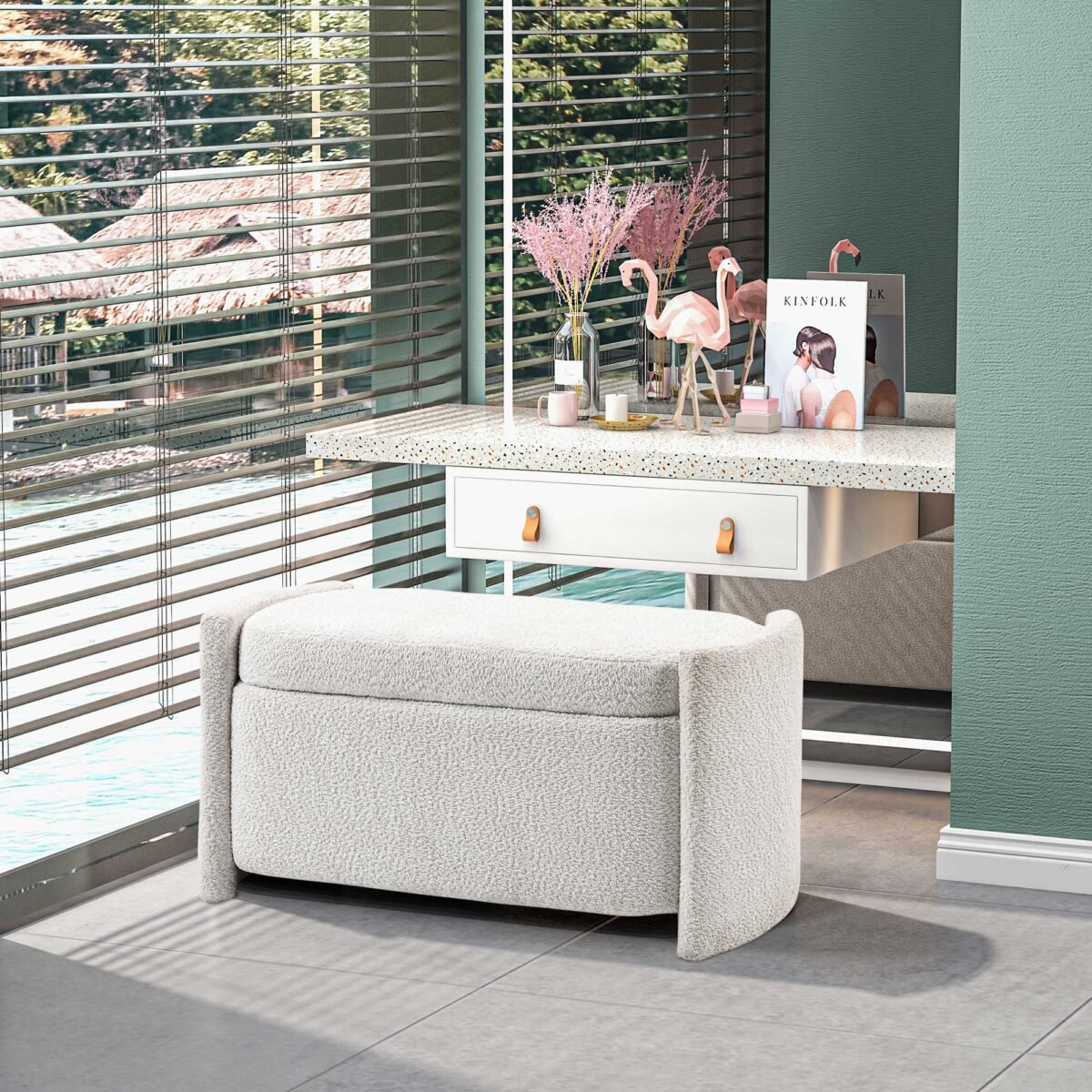 Prieškambario suoliukas su daiktadėže ir minkšta sėdyne 105 x 44 x 45,5 cm