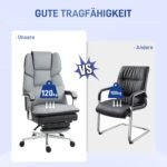 Ergonomiška biuro kėdė su atlošimo funkcija ir ištraukiama kojų atrama
