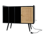 Stovas patefonui su integruota įkrovimo stotele ir laikymo vieta (Juoda)