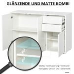 Svetainės spintelė su 2 stalčiais, reguliuojamomis lentynomis ir paspaudžiamu atidarymo mechanizmu