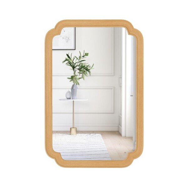 Stačiakampis medinio rėmo veidrodis 90 x 60 cm (Natūrali)