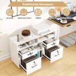 Mobilus dokumentų spintelė su 4 stalčiais ir atvirais skyreliais (Balta)