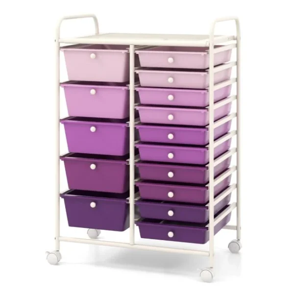 Vežimėlis su penkiolika stalčių (Violetinė)