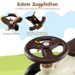 Vaikiškas paspiriamasis automobilis vairu ir garso efektais (Smėlio)