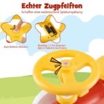 Vaikiškas paspiriamas automobilis traukinuko formos su garso signalu ir daiktadėže (Raudona)