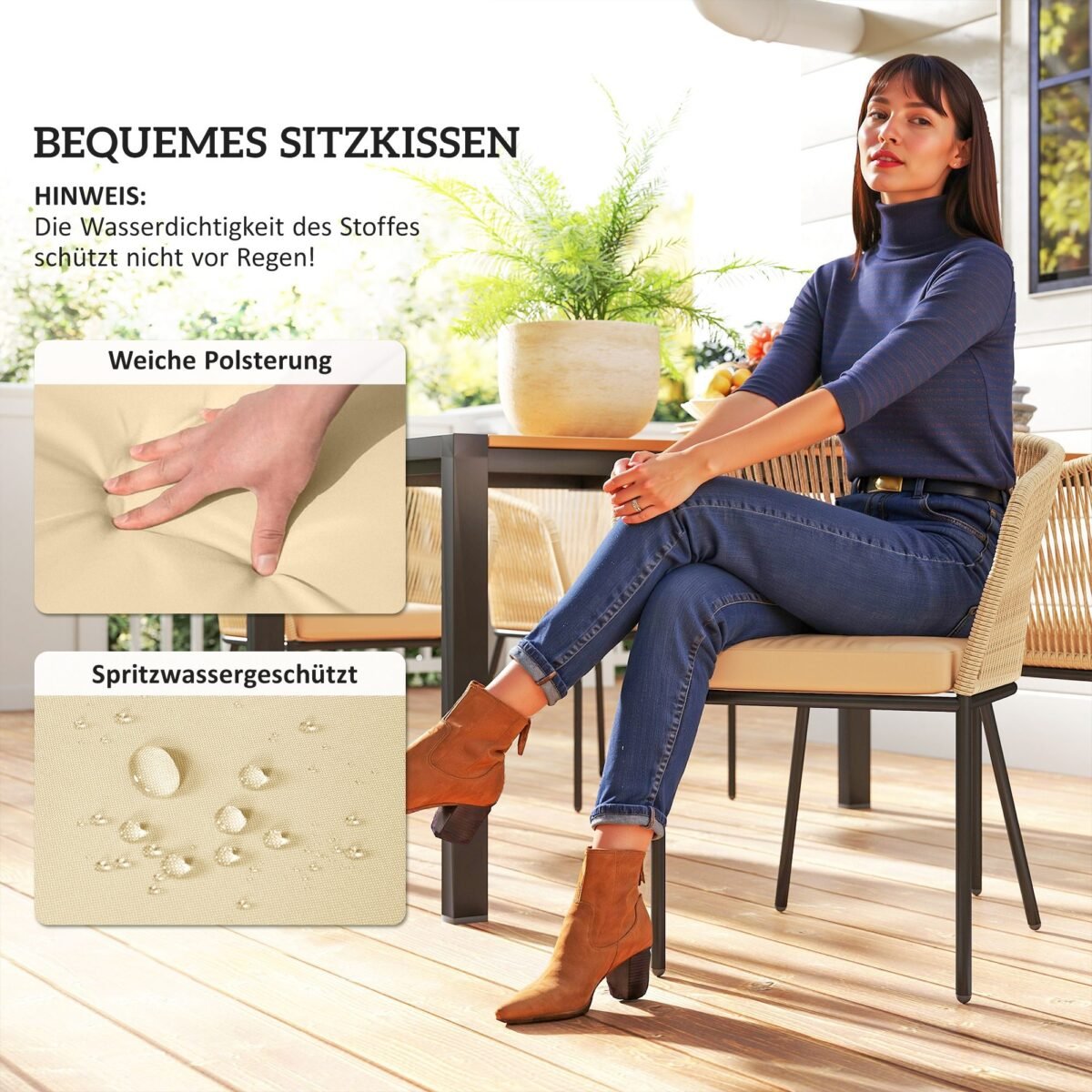 5 dalių lauko baldų komplektas iš dirbtinio ratano su akacijos medienos stalu