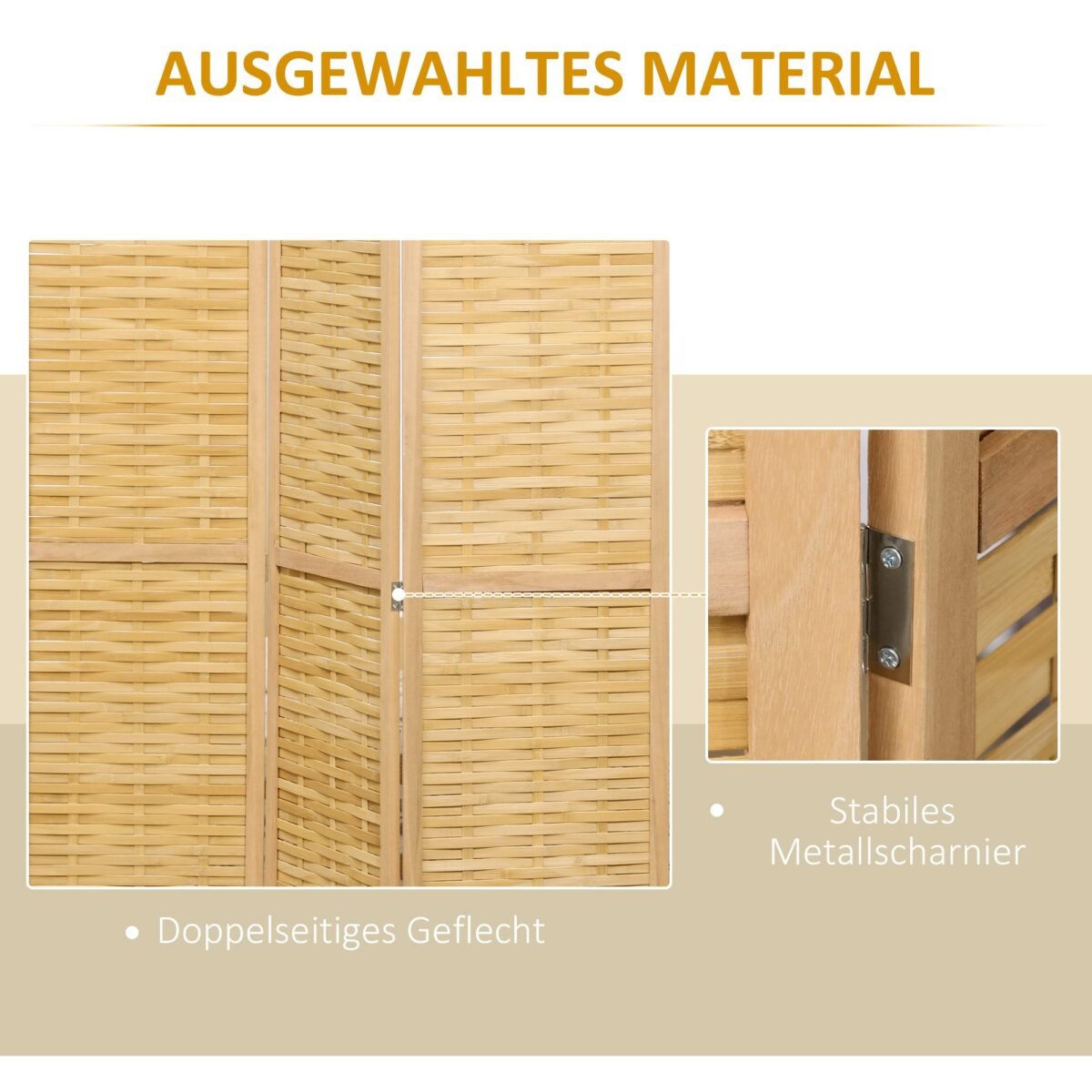 Sulankstoma trijų dalių kambario pertvara iš bambuko