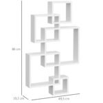 Pakabinama medžio masyvo lentyna su 5 įvairaus dydžio kubeliais