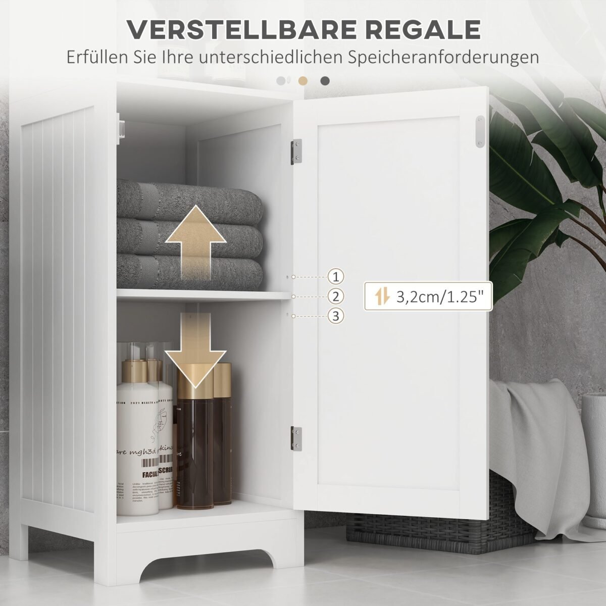 Aukštas vonios kambario baldų komplektas su 3 atviromis ir 2 vidinėmis lentynomis, 40 cm x 38 cm x 160 cm