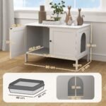 Uždaras kačių tualeto staliukas su skyriumi ir anga didelėms katėms, 80 x 51 x 54 cm