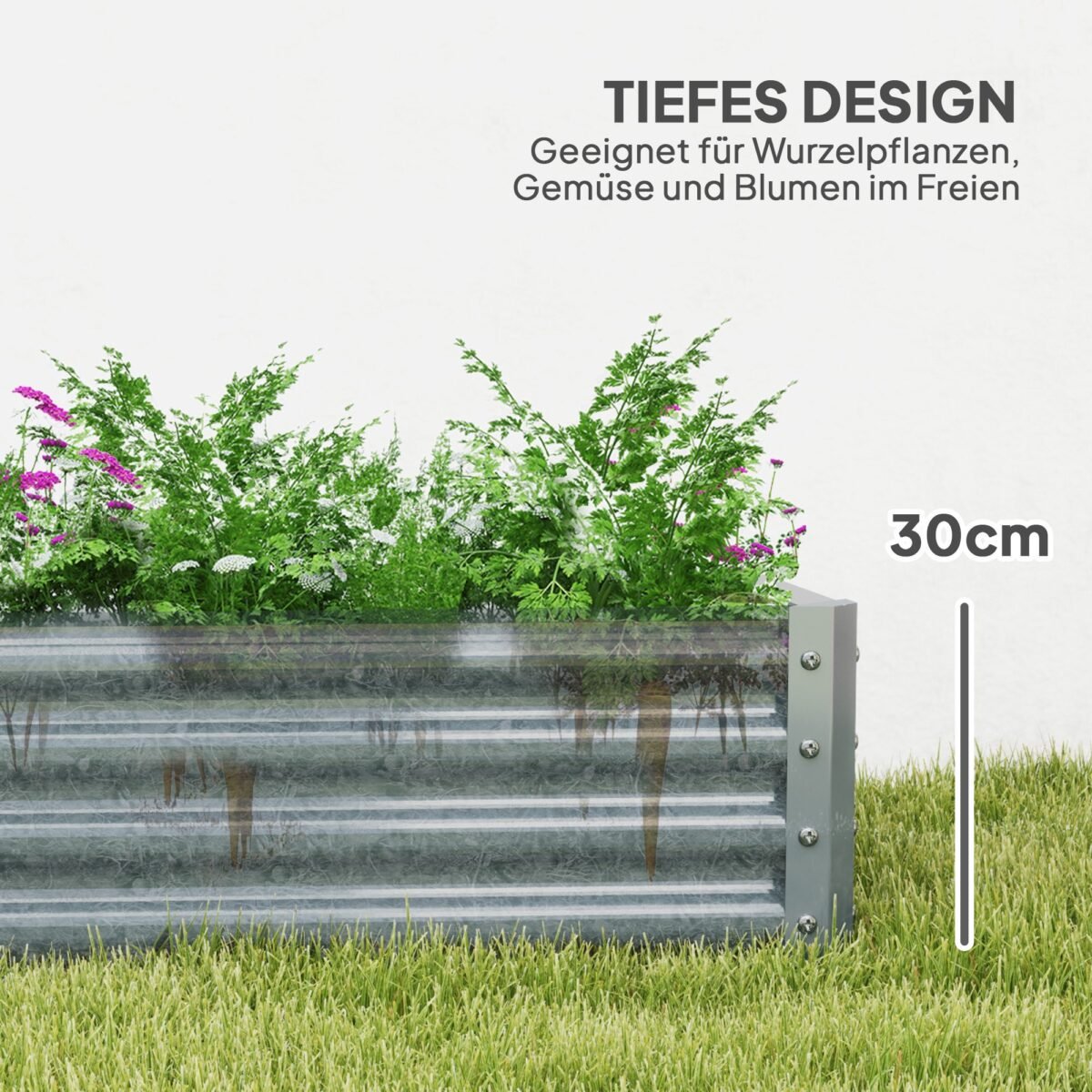 30 cm gylio pakelta lysvė iš cinkuoto plieno su apsauginiu kraštu