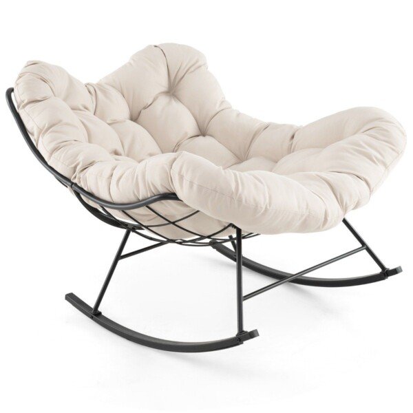 Sodo supamasis krėslas su minkšta pagalve (Smėlio)