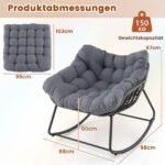 Sūpuoklių kėdė su storu nuimamu pagalvėlių komplektu (Pilka)