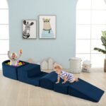 Vaikiškas minkštas laipiojimo ir žaidimų komplektas iš 5 dalių (Tamsiai mėlyna)