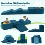 Minkšti laipiojimo blokai su kamuoliukų baseinu (5 dalys) (Mėlyna)