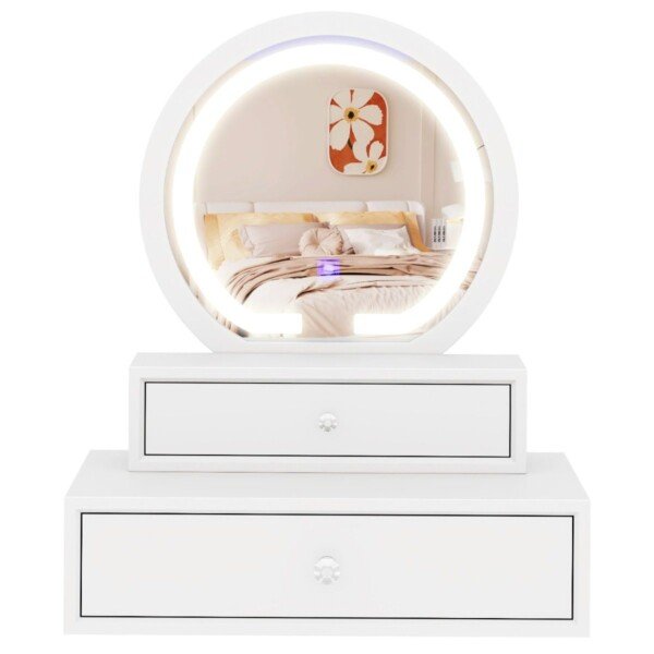 Stalinis veidrodis su stalčiais 51 x 26 x 59 cm (Balta)