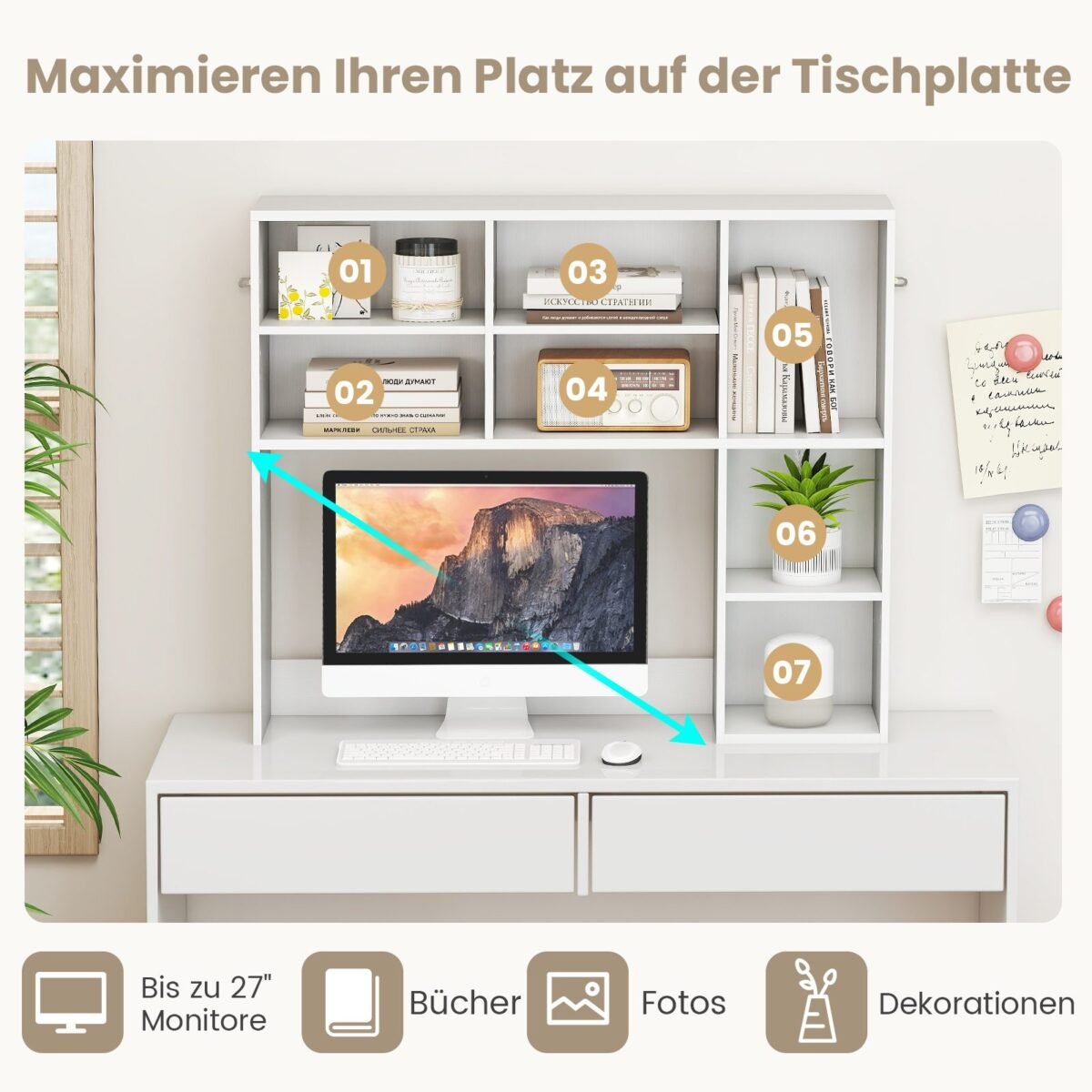 Stalviršio organizatorius su septyniais skyriais (Balta)