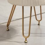 Apvalus pufas-daiktadėžė su metalinėmis kojomis ir staliuko funkcija