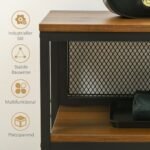 Prieškambario konsolė industrinio stiliaus su 2 atviromis lentynomis ir tinkline nugarėle – 100 x 29,5 x 90 cm
