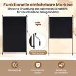 Reguliuojamo aukščio lauko markizė 200 cm pločio (Juoda)