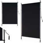 Reguliuojamo aukščio lauko markizė 200 cm pločio (Juoda)