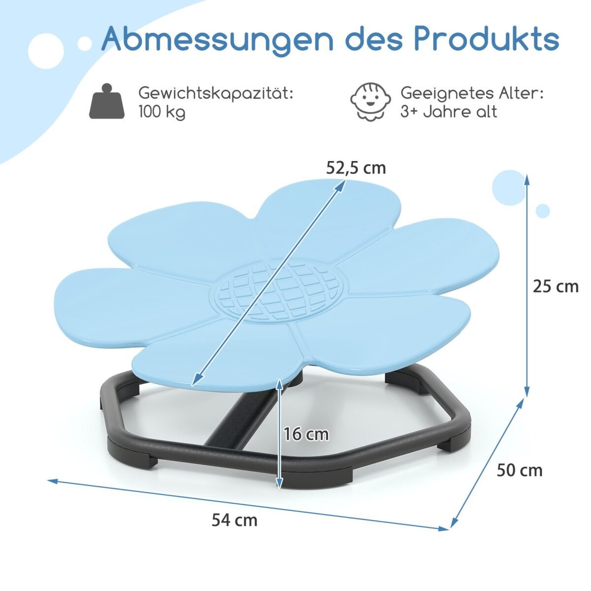 Sensorinė sukamoji kėdutė vaikams 360° (Mėlyna)