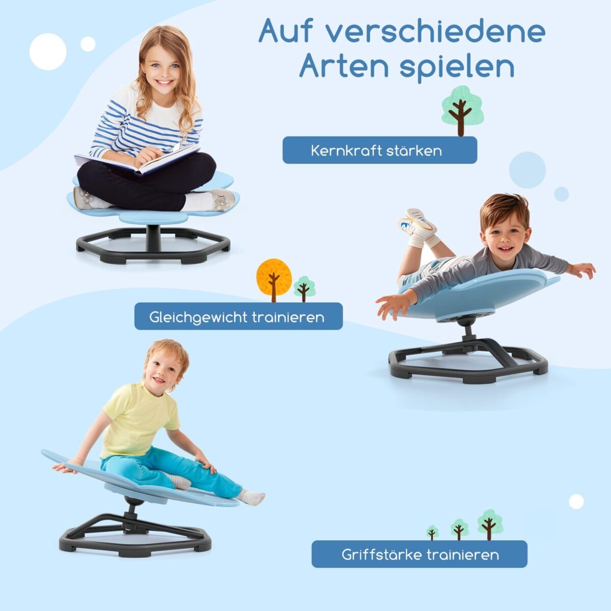 Sensorinė sukamoji kėdutė vaikams 360° (Mėlyna)