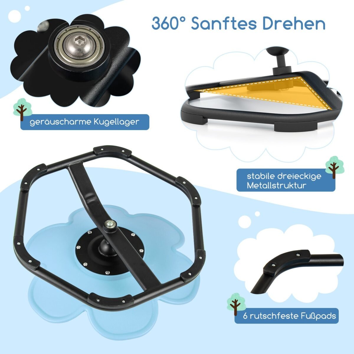 Sensorinė sukamoji kėdutė vaikams 360° (Mėlyna)