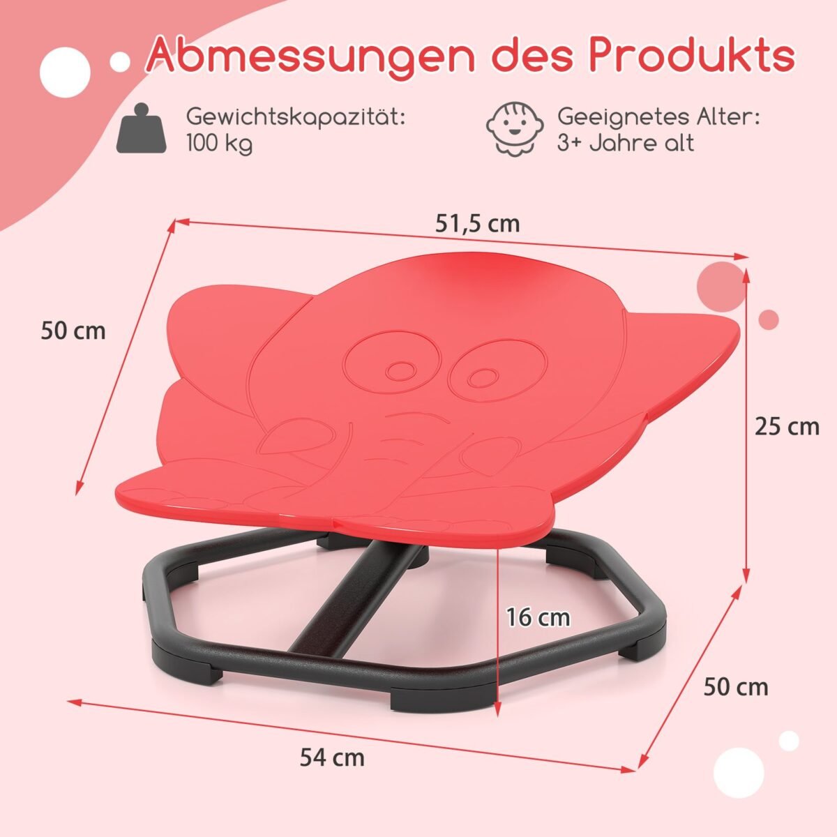 Sensorinė sukamoji kėdutė vaikams (Raudona)