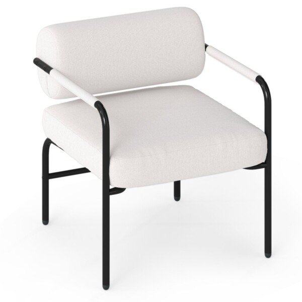 Modernus fotelis su porankiais (Balta)