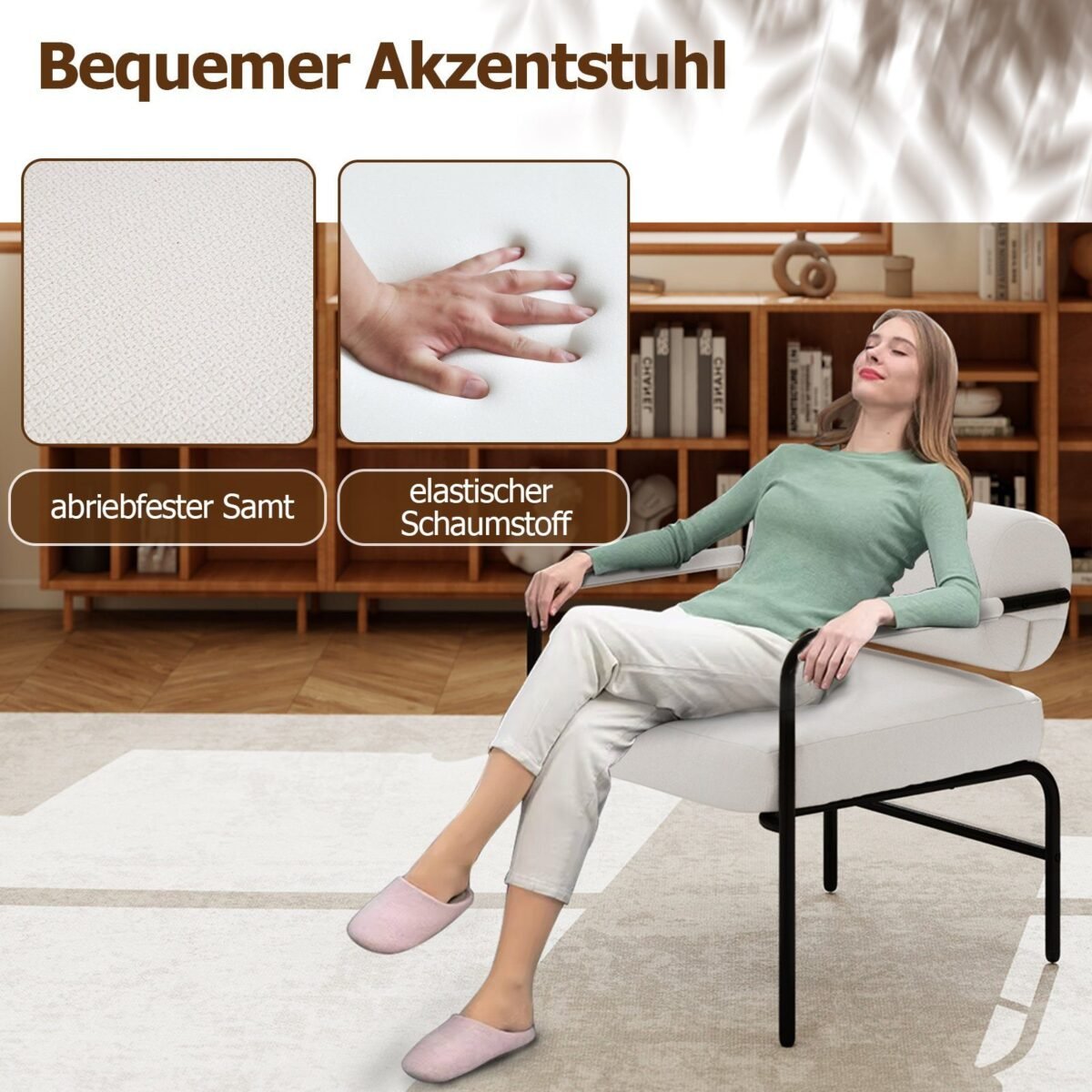 Modernus fotelis su porankiais (Balta)