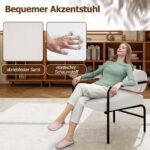 Modernus fotelis su porankiais (Balta)