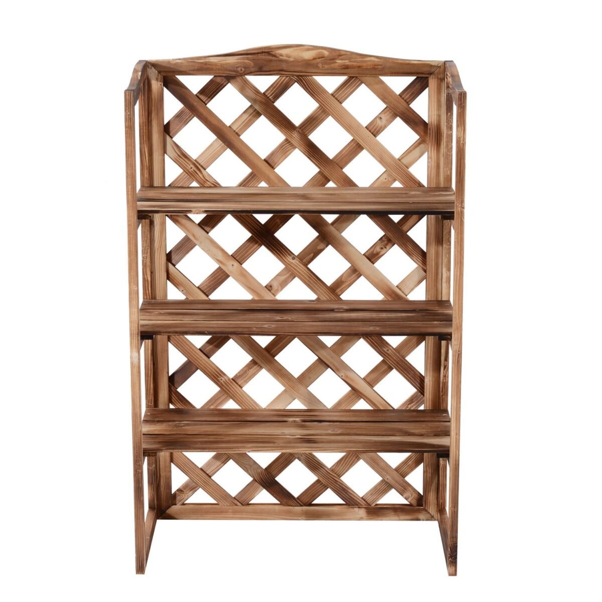 Trijų pakopų augalų lentyna iš kėnio medienos