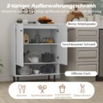 Daugiafunkcinė komoda su 2 durelėmis ir reguliuojamomis lentynomis (Balta)