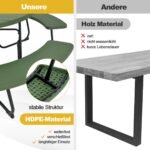 Sodo iškylų stalas su keturiais suolais ir skėčio anga (Žalia)