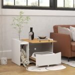 Katės kraiko dėžės spintelė-staliukas su ištraukiamu skyriumi