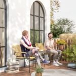 3 dalių PE ratano bistro komplektas su 2 kėdėmis ir stalu