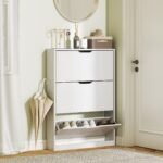 Siaura batų spintelė su 3 atverčiamais stalčiais talpinanti iki 12 porų batų